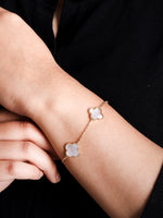 14K Solid Gold Clover Chain Bracelet