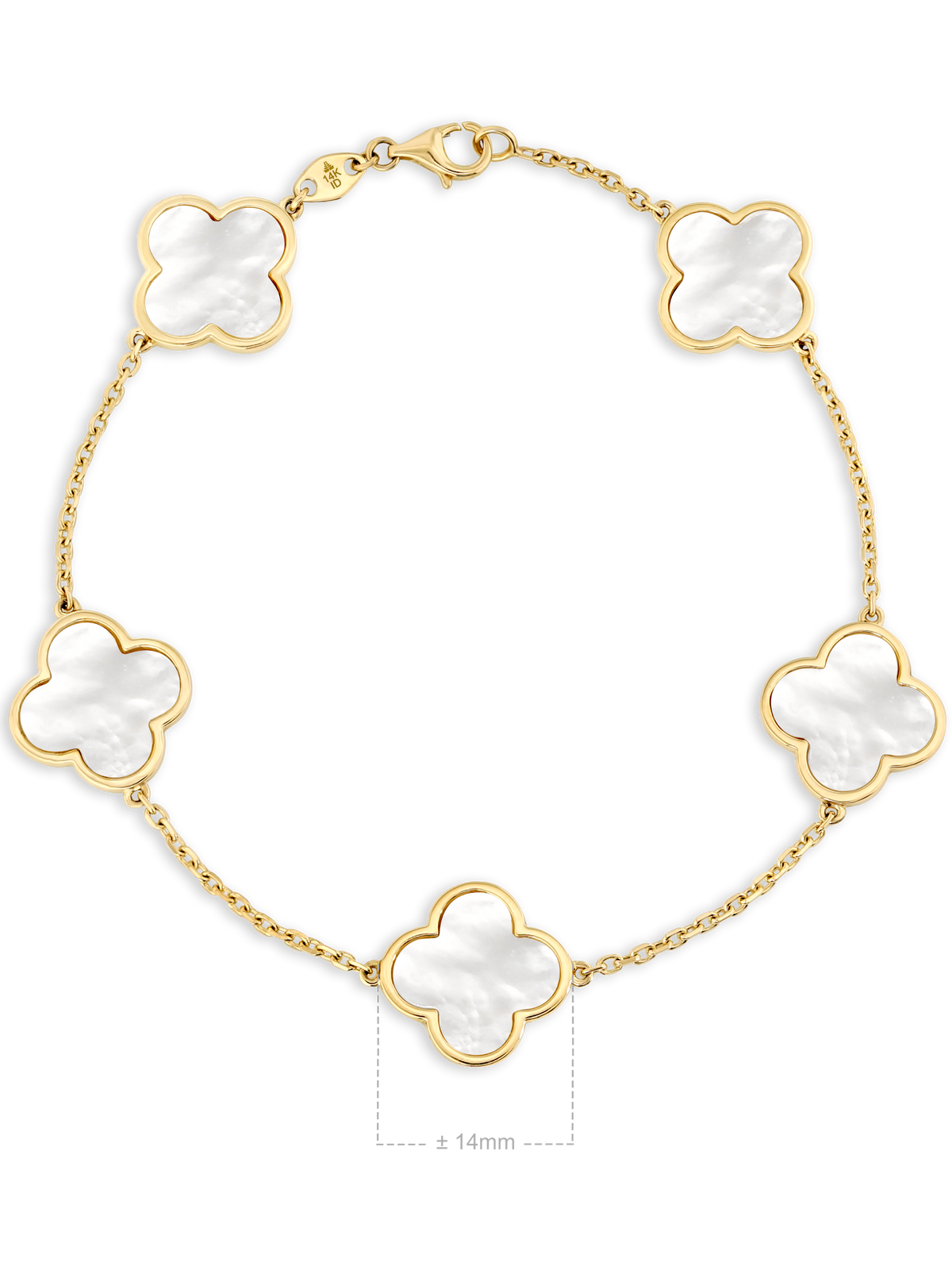 14K Solid Gold Clover Chain Bracelet