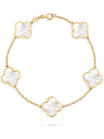 14K Solid Gold Clover Chain Bracelet