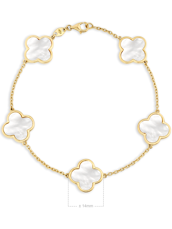 14K Solid Gold Clover Chain Bracelet