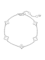 DEVATA Clover Chain Bracelet in Rhodium Plated Sterling Silver