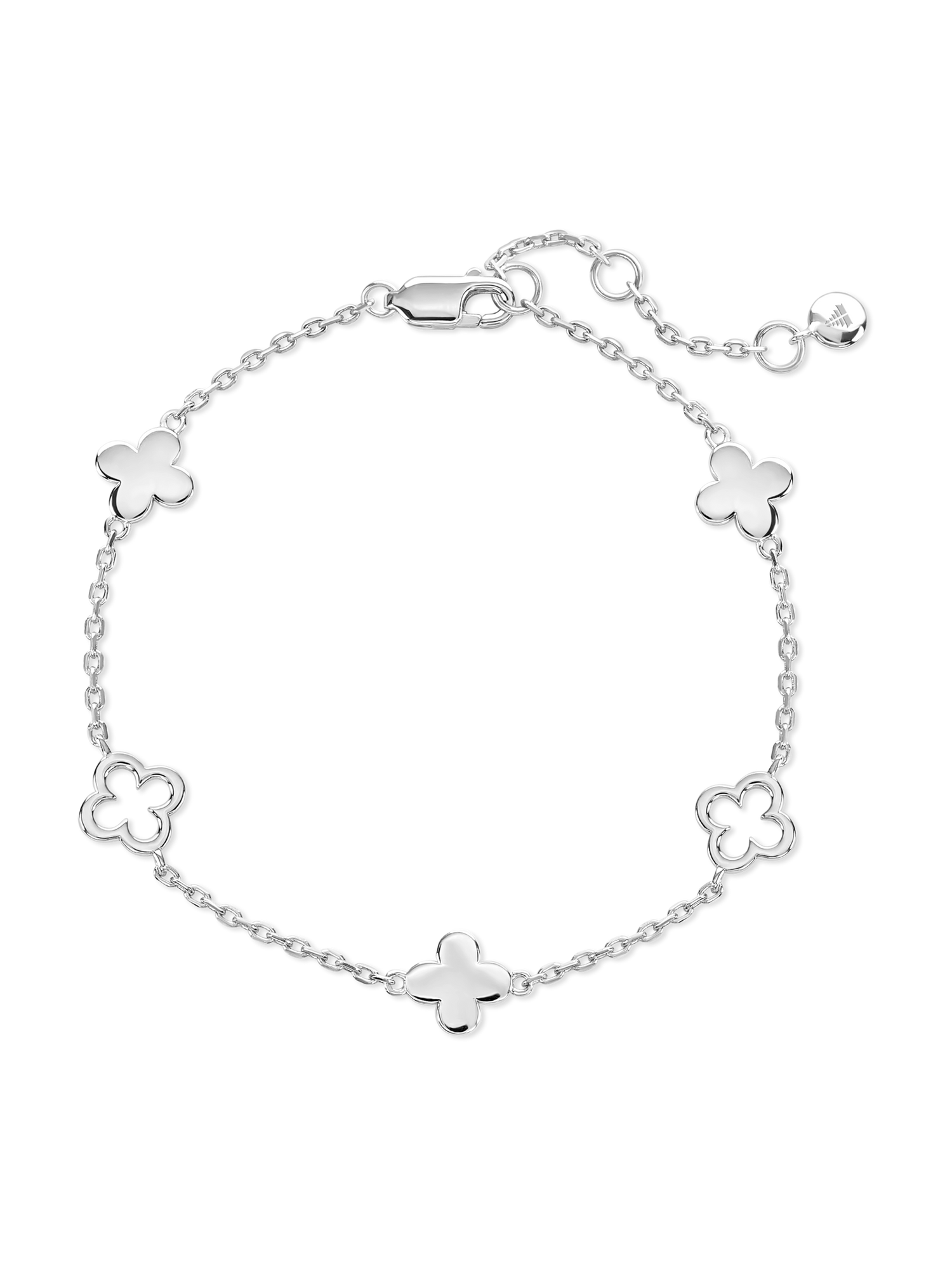 Clover Chain Bracelet in Rhodium Plated Sterling Silver