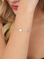 DEVATA Clover Chain Bracelet in Rhodium Plated Sterling Silver