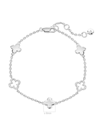 DEVATA Clover Chain Bracelet in Rhodium Plated Sterling Silver