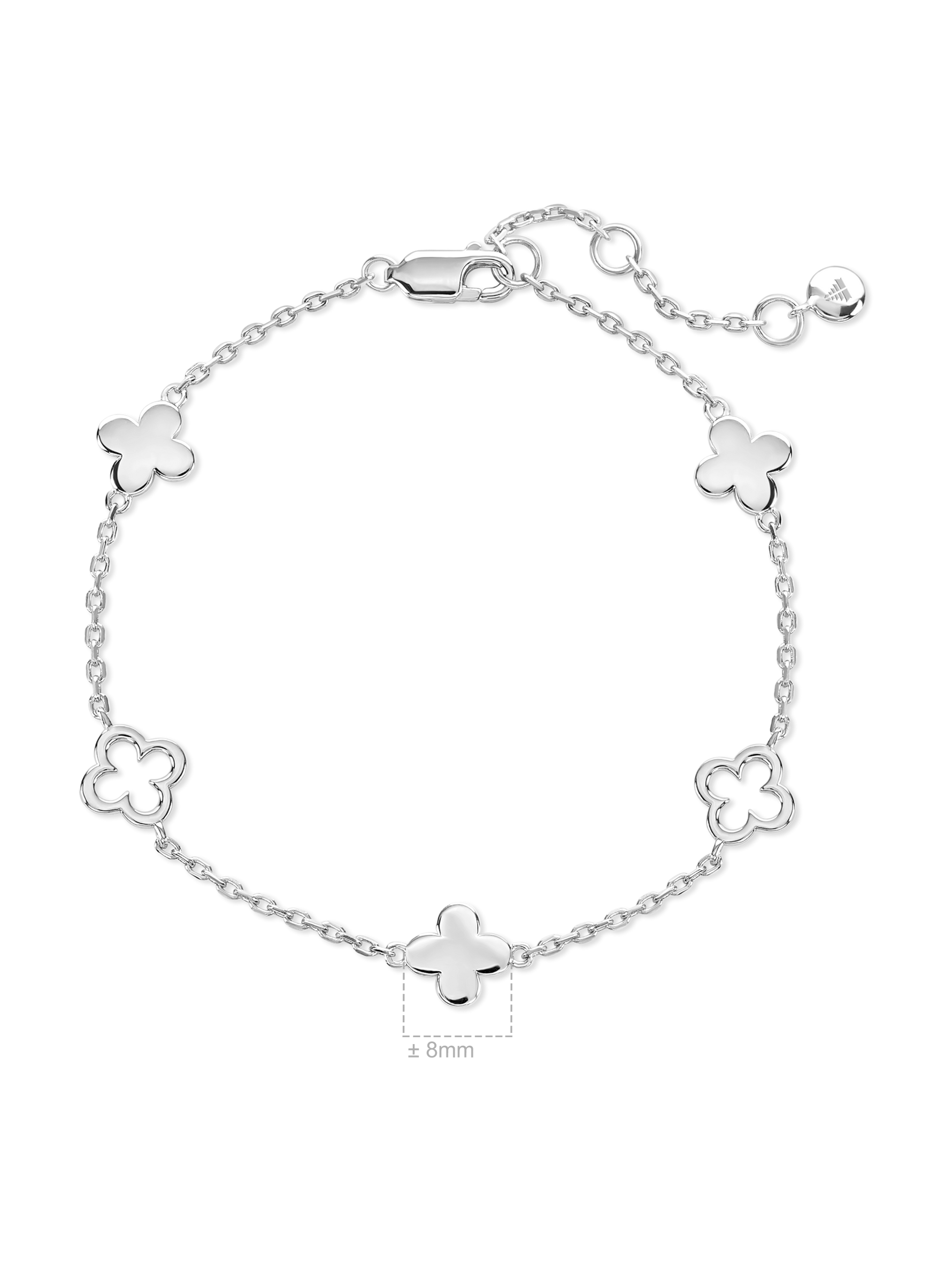 DEVATA Clover Chain Bracelet in Rhodium Plated Sterling Silver