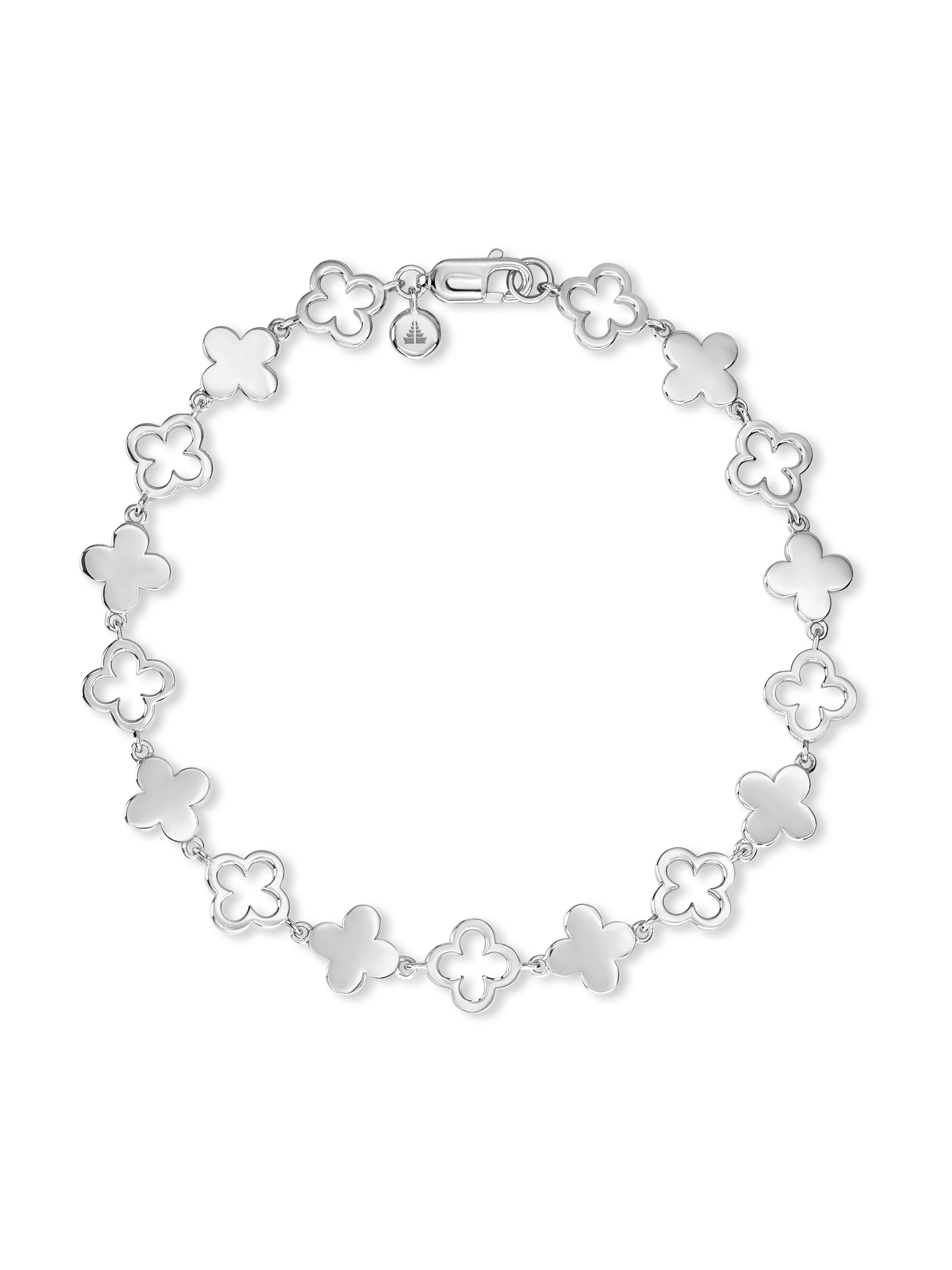 Clover Chain Bracelet in Rhodium Plated Sterling Silver