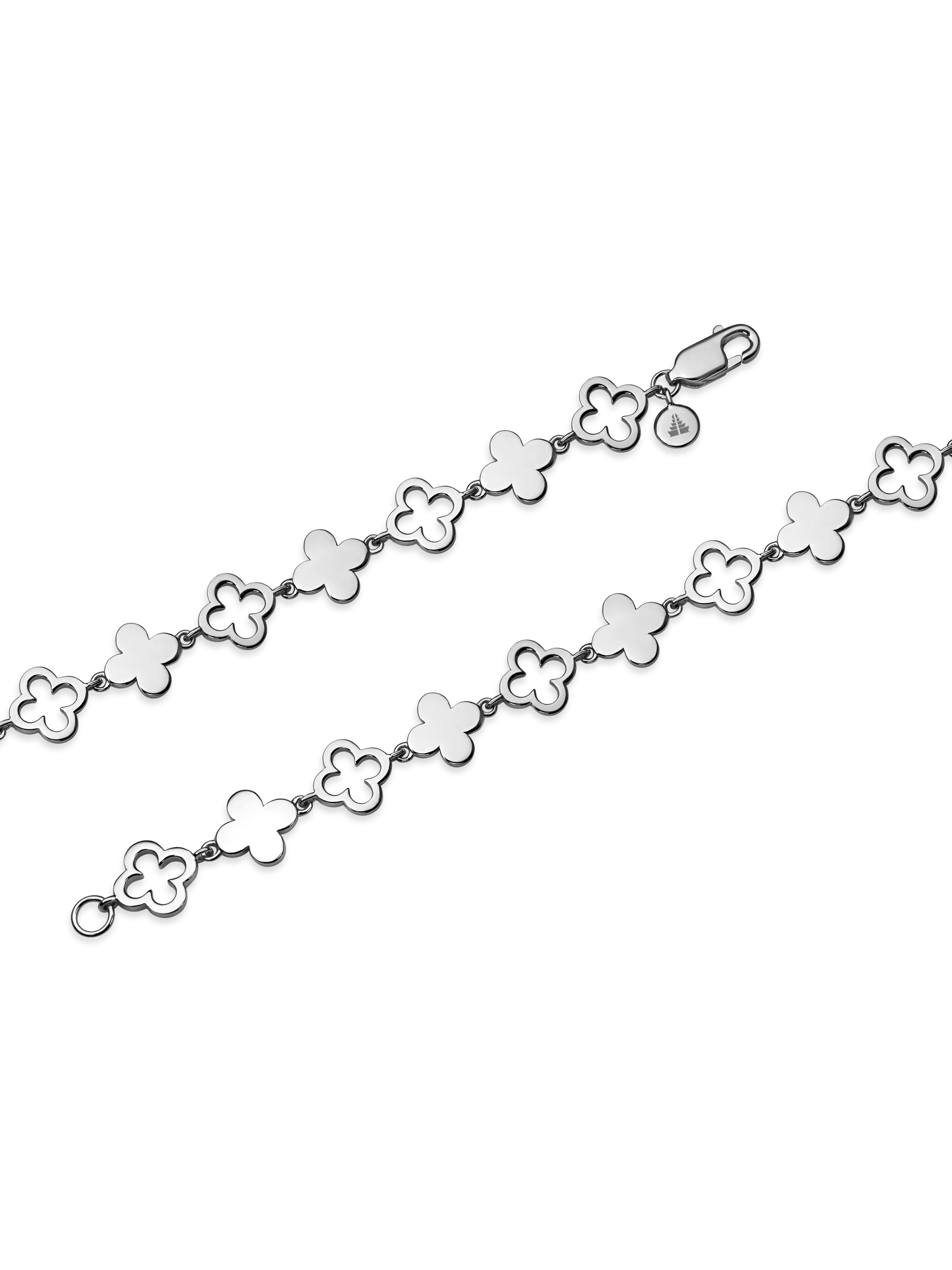 Clover Chain Bracelet in Rhodium Plated Sterling Silver