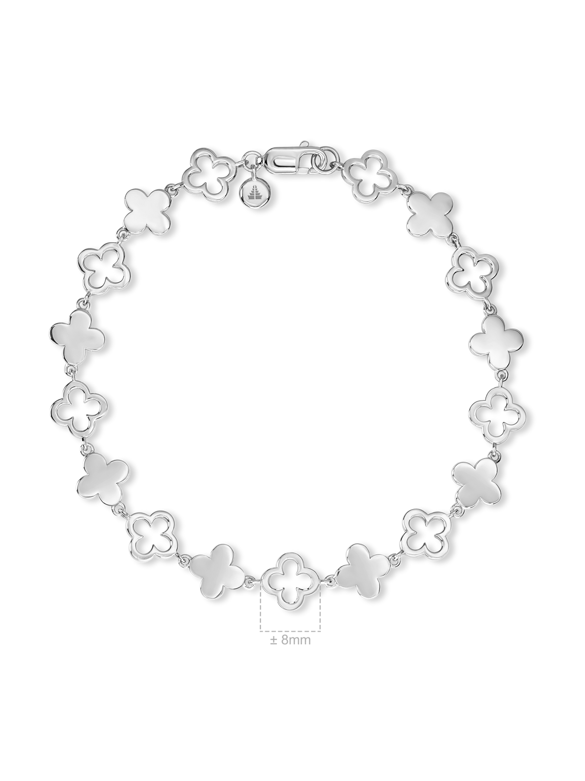 Clover Chain Bracelet in Rhodium Plated Sterling Silver
