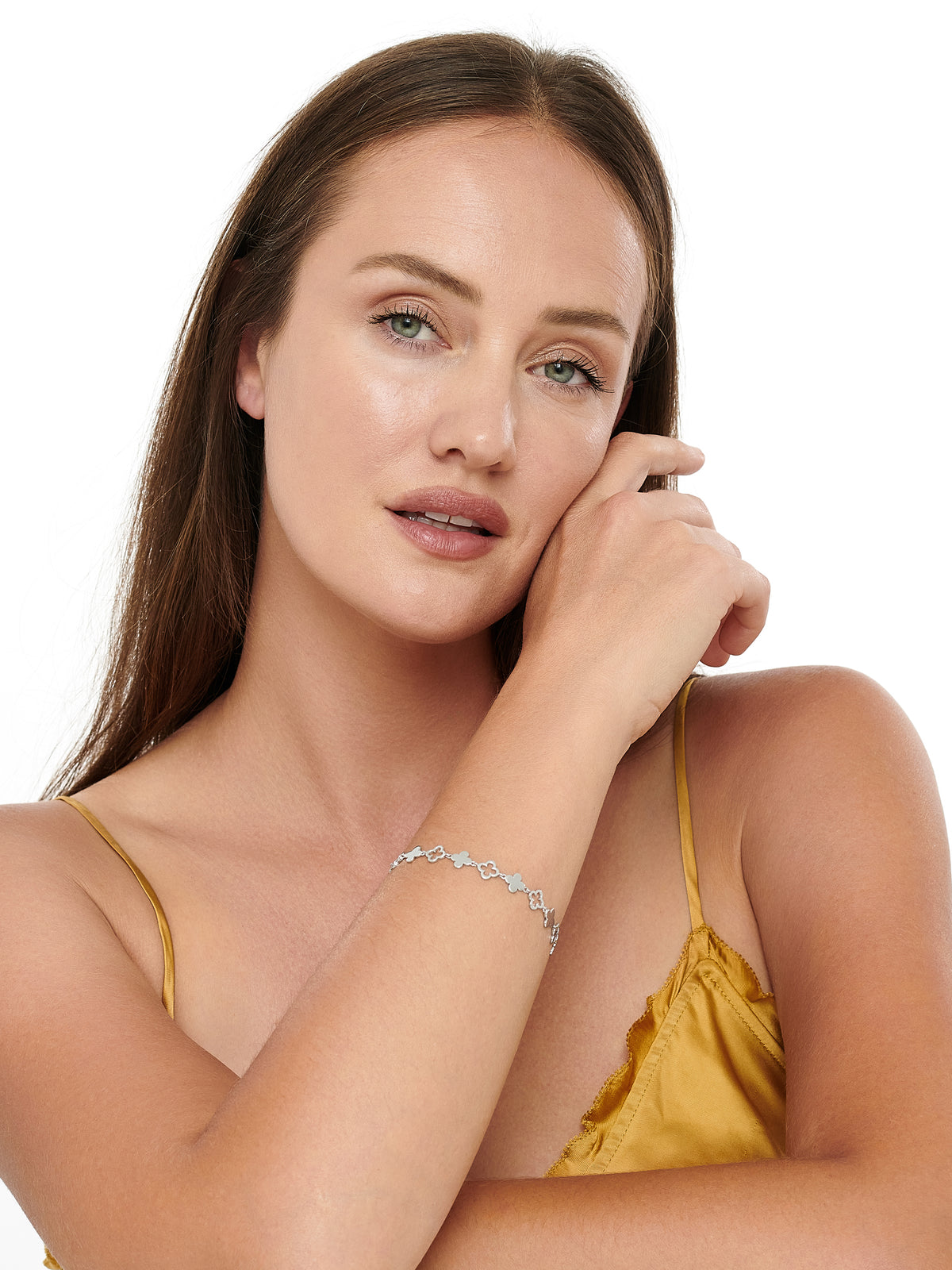 Clover Chain Bracelet in Rhodium Plated Sterling Silver