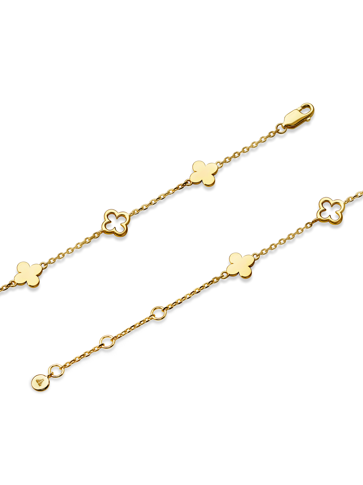 DEVATA Clover Chain Bracelet in Gold Plated Sterling Silver