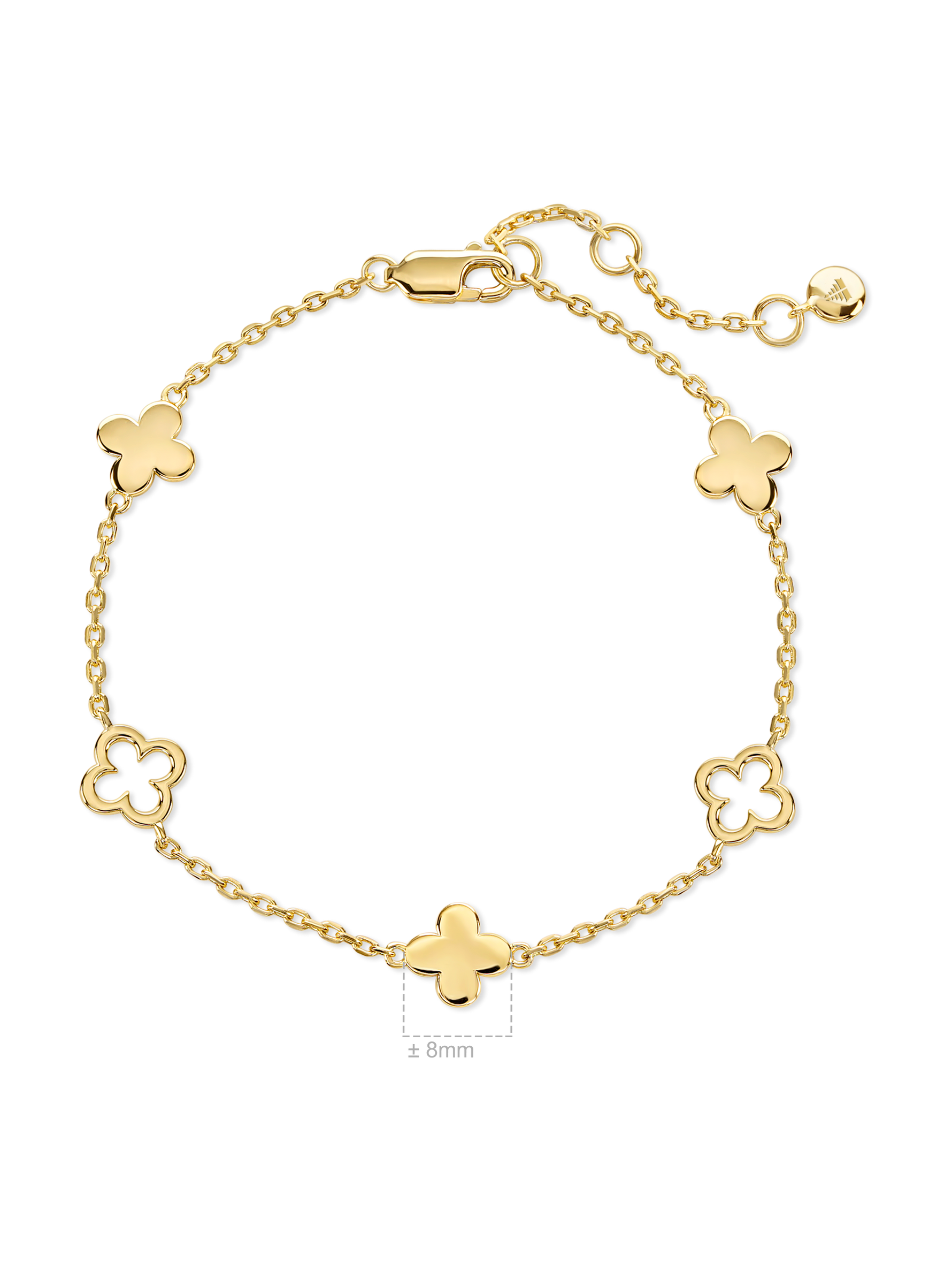 DEVATA Clover Chain Bracelet in Gold Plated Sterling Silver
