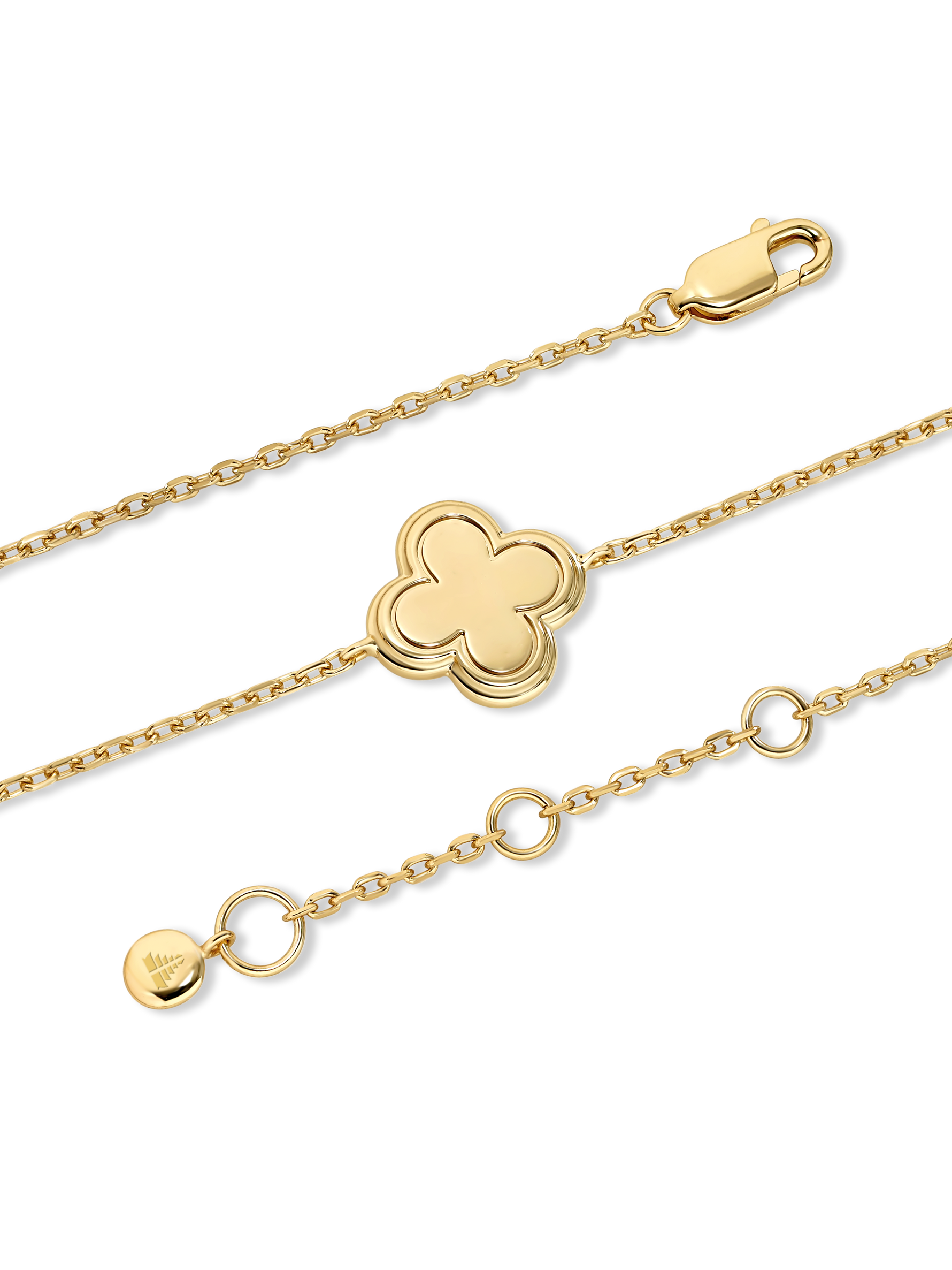 Gold Plated Sterling Silver Clover Chain Bracelet