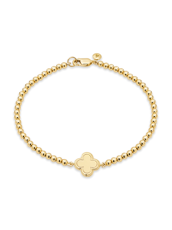 Contour-lined Clover Beaded Ball Chain Bracelet