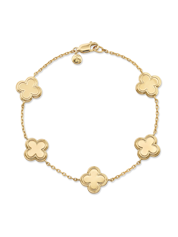 Contour-lined Clover Chain Bracelet