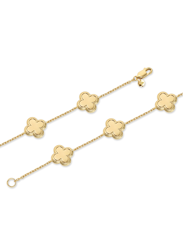 Contour-lined Clover Chain Bracelet
