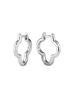 Rhodium Plated Sterling Silver Clover Hoop Earrings