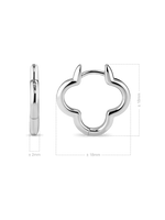 Rhodium Plated Sterling Silver Clover Hoop Earrings