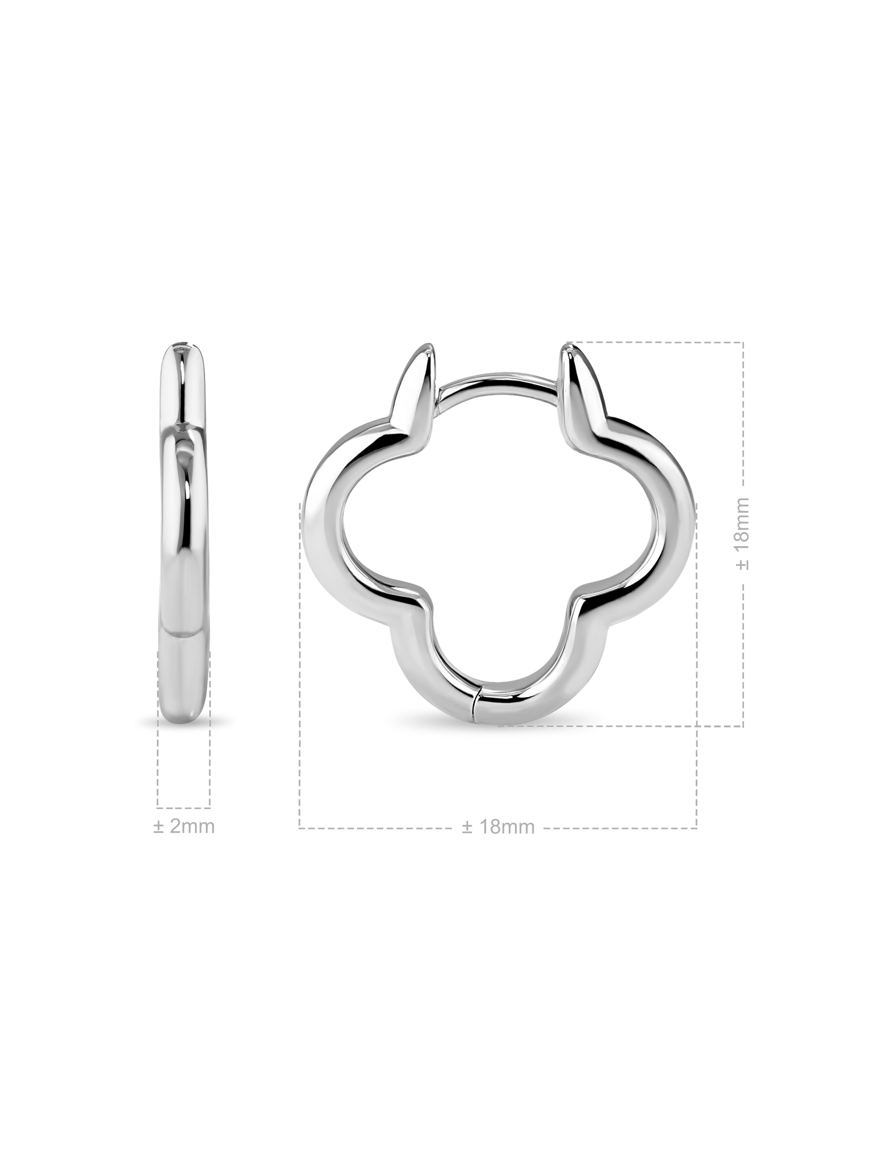 Rhodium Plated Sterling Silver Clover Hoop Earrings