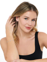 Rhodium Plated Sterling Silver Clover Hoop Earrings