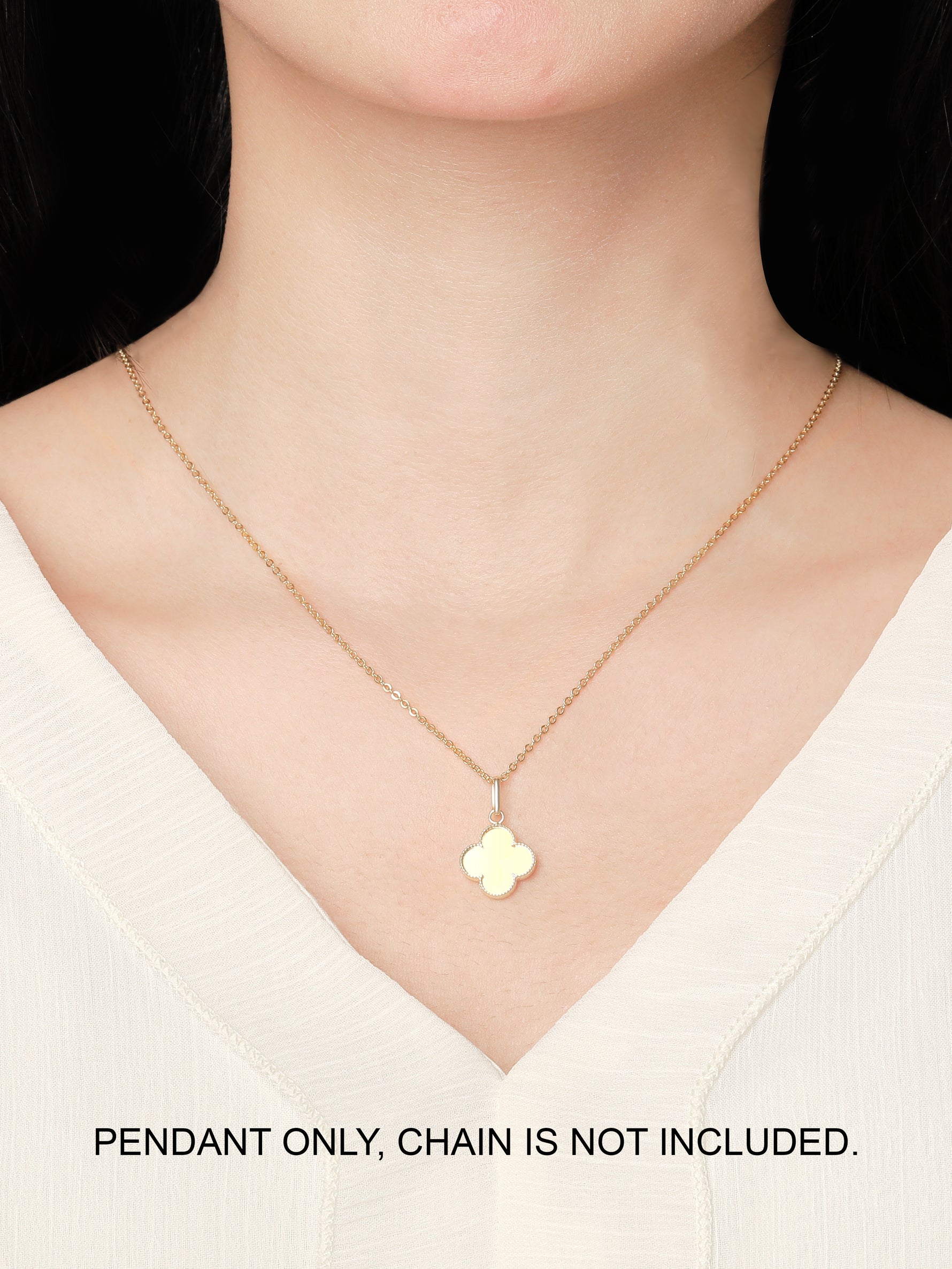 14K Solid Gold Clover Pendant