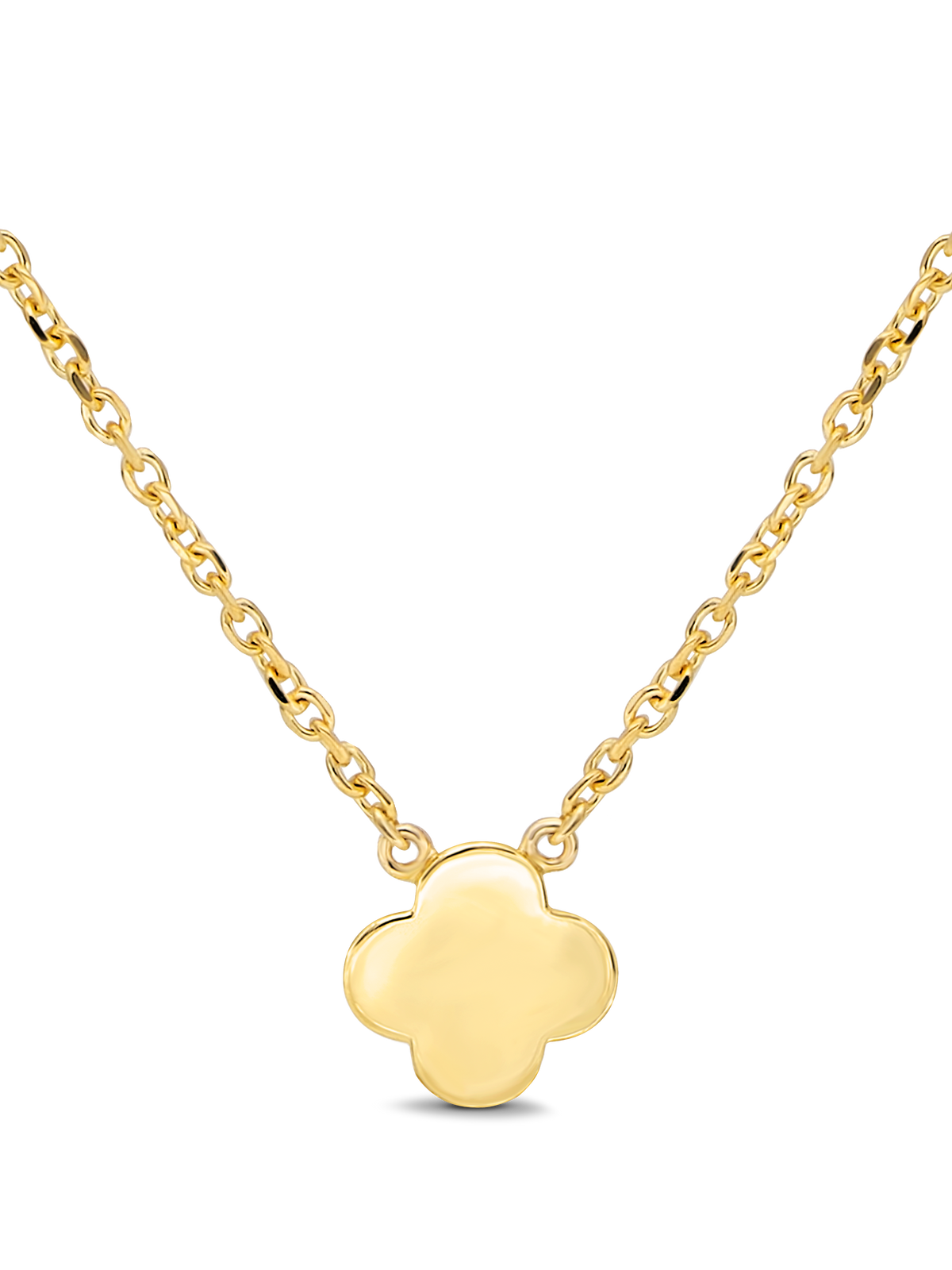 14K Solid Gold Clover Chain Necklace – DEVATA
