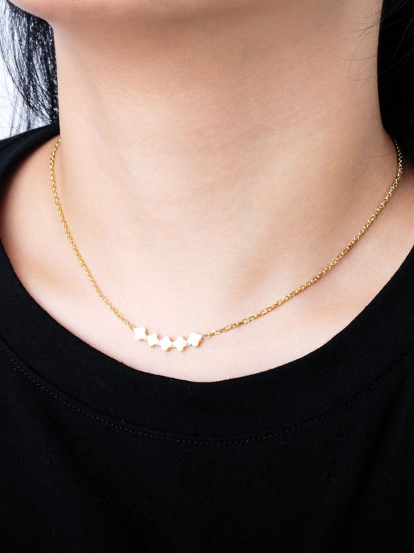 DEVATA 14K Gold Clover Chain Necklace