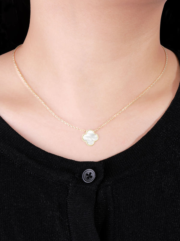 Mother of Pearl Clover Chain Necklace
