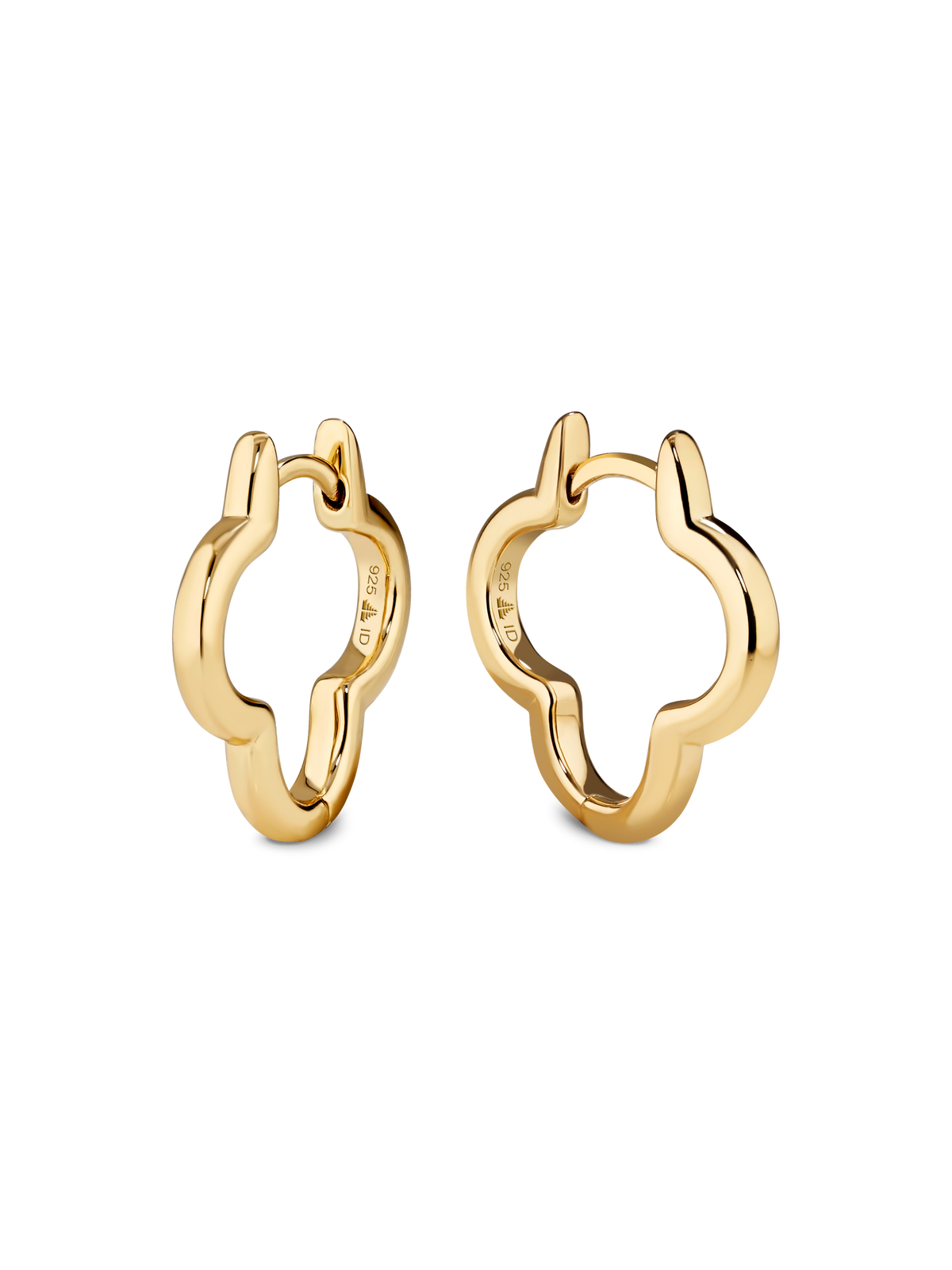 Gold Plated Sterling Silver Clover Hoop Earrings