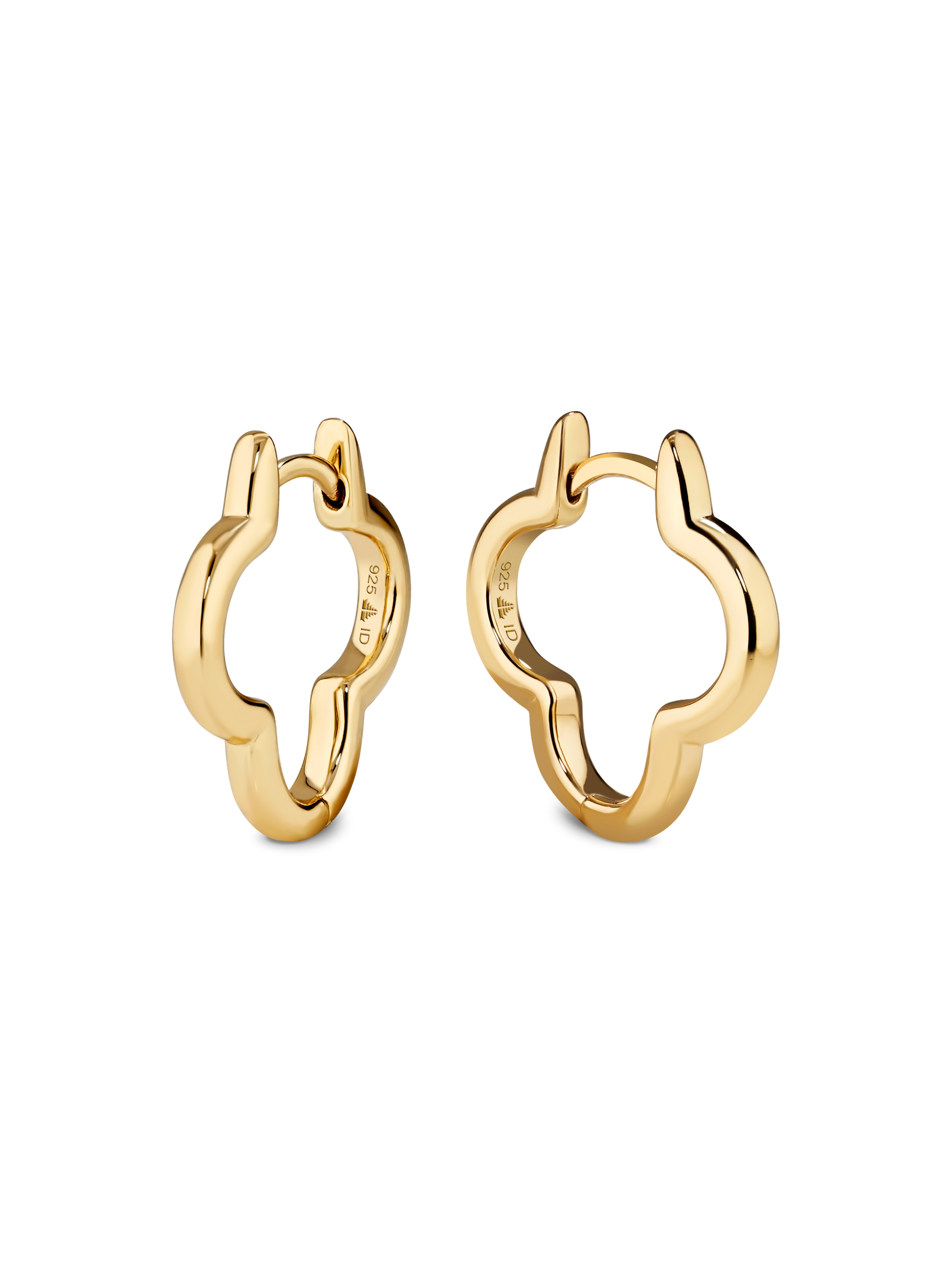 Gold Plated Sterling Silver Clover Hoop Earrings