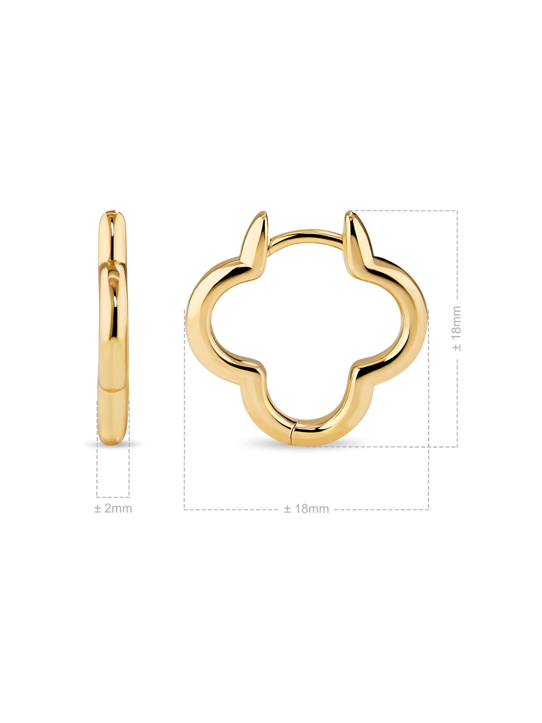 Gold Plated Sterling Silver Clover Hoop Earrings