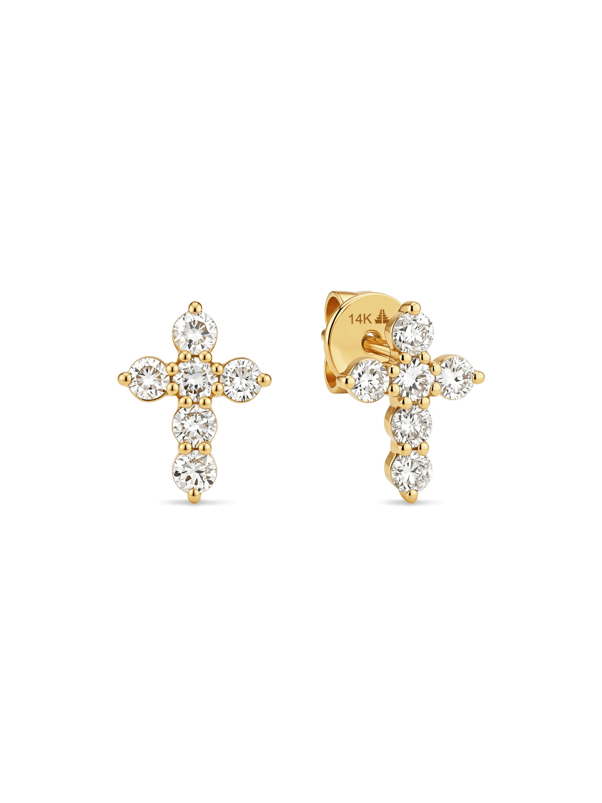 Cross Lab Grown Diamond Stud Earrings in 14K Gold