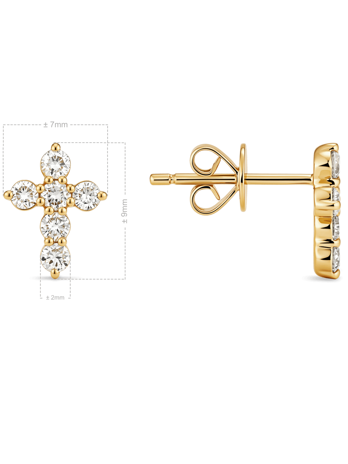 Cross Lab Grown Diamond Stud Earrings in 14K Gold
