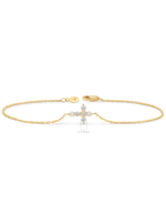 Cross Lab Grown Diamond Chain Bracelet in 14K Gold