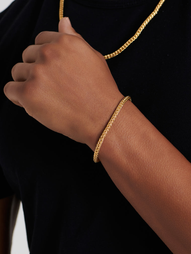 DEVATA Bali Dragon Bone Chain Bracelet Gold Plated Sterling Silver