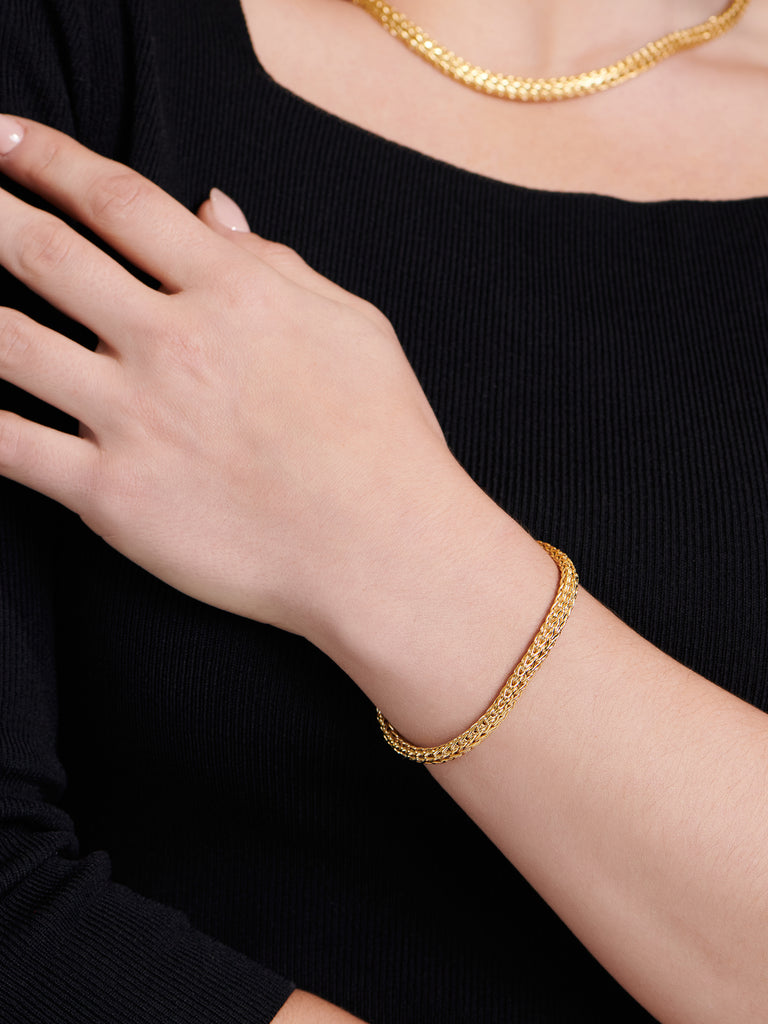 DEVATA Bali Dragon Bone Chain Bracelet Gold Plated Sterling Silver
