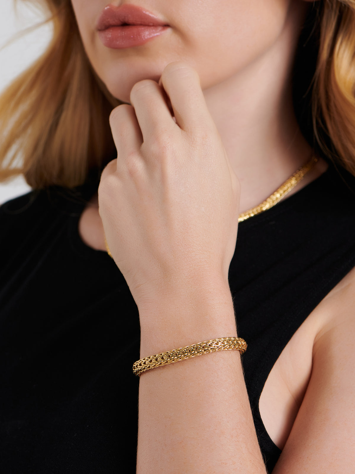 DEVATA Bali Dragon Bone Chain Bracelet Gold Plated Sterling Silver