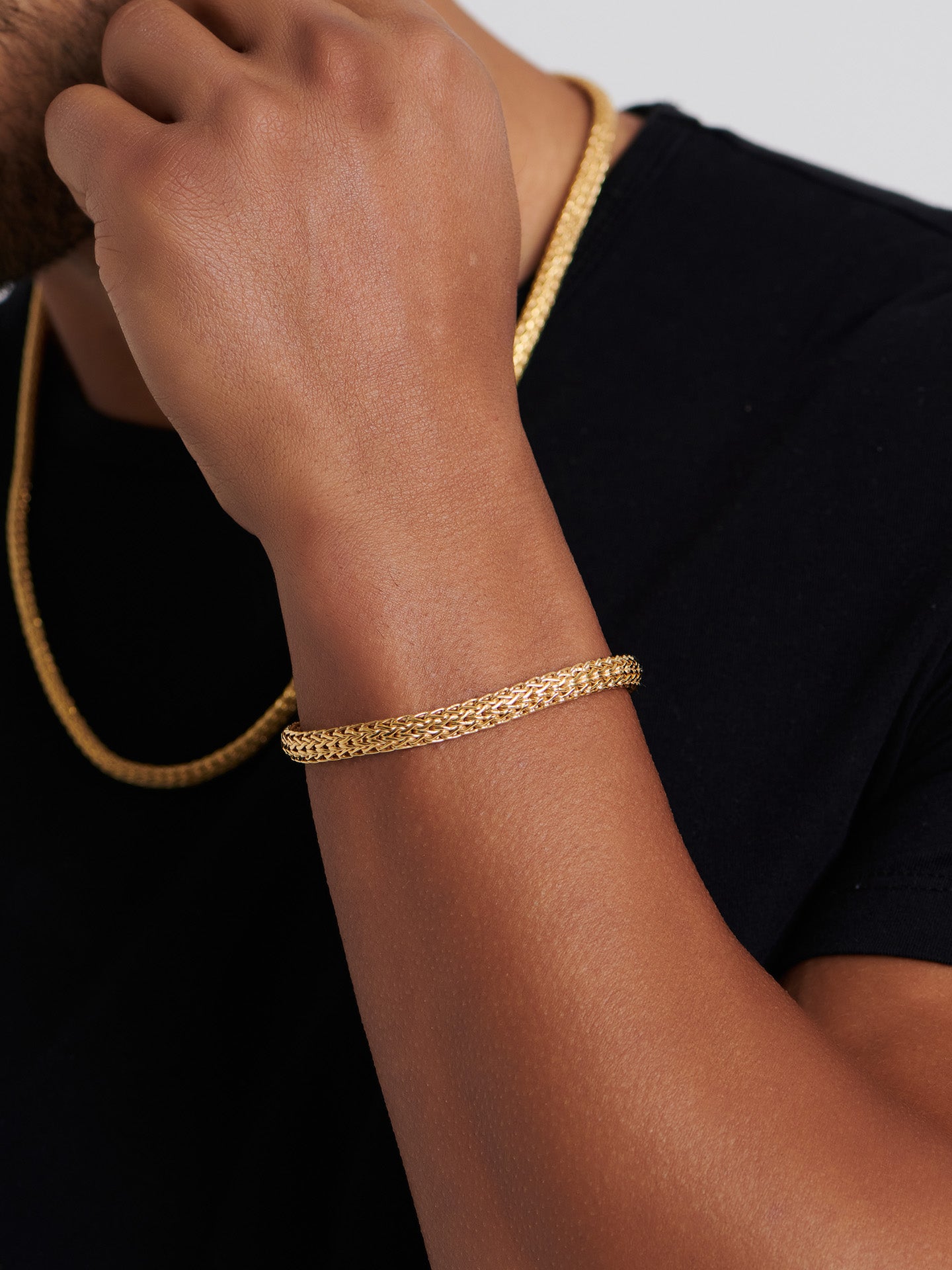 DEVATA Bali Dragon Bone Chain Bracelet Gold Plated Sterling Silver