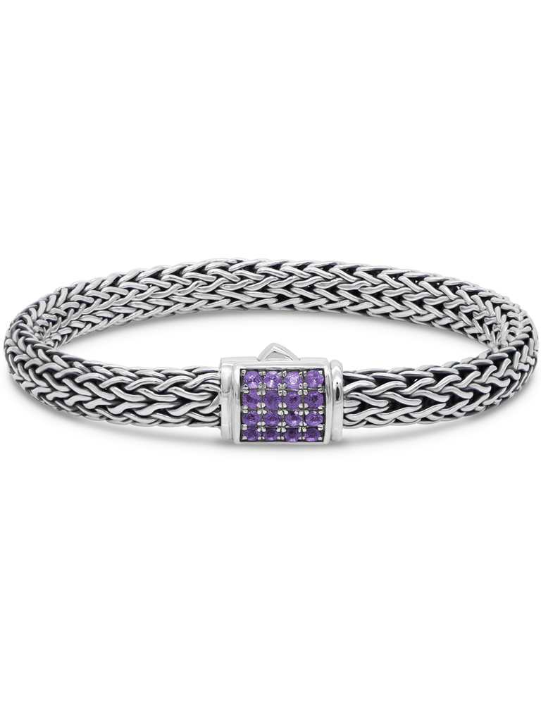 DEVATA Bali Dragon Bone Chain Bracelet Sterling Silver Amethyst