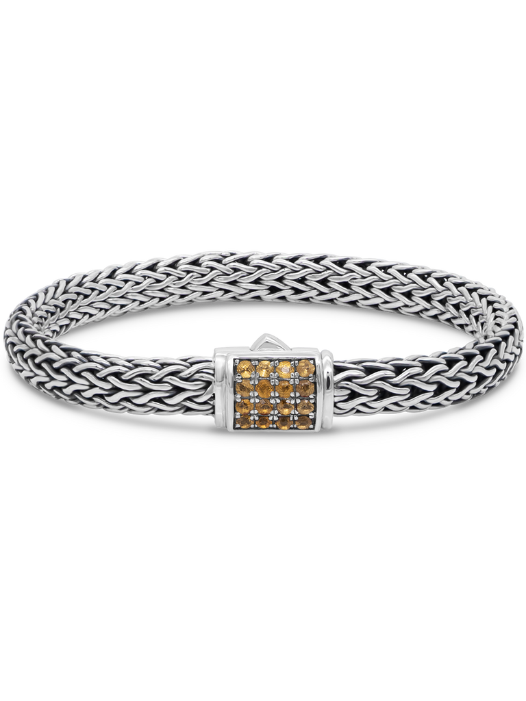 DEVATA Bali Dragon Bone Chain Bracelet Sterling Silver Citrine