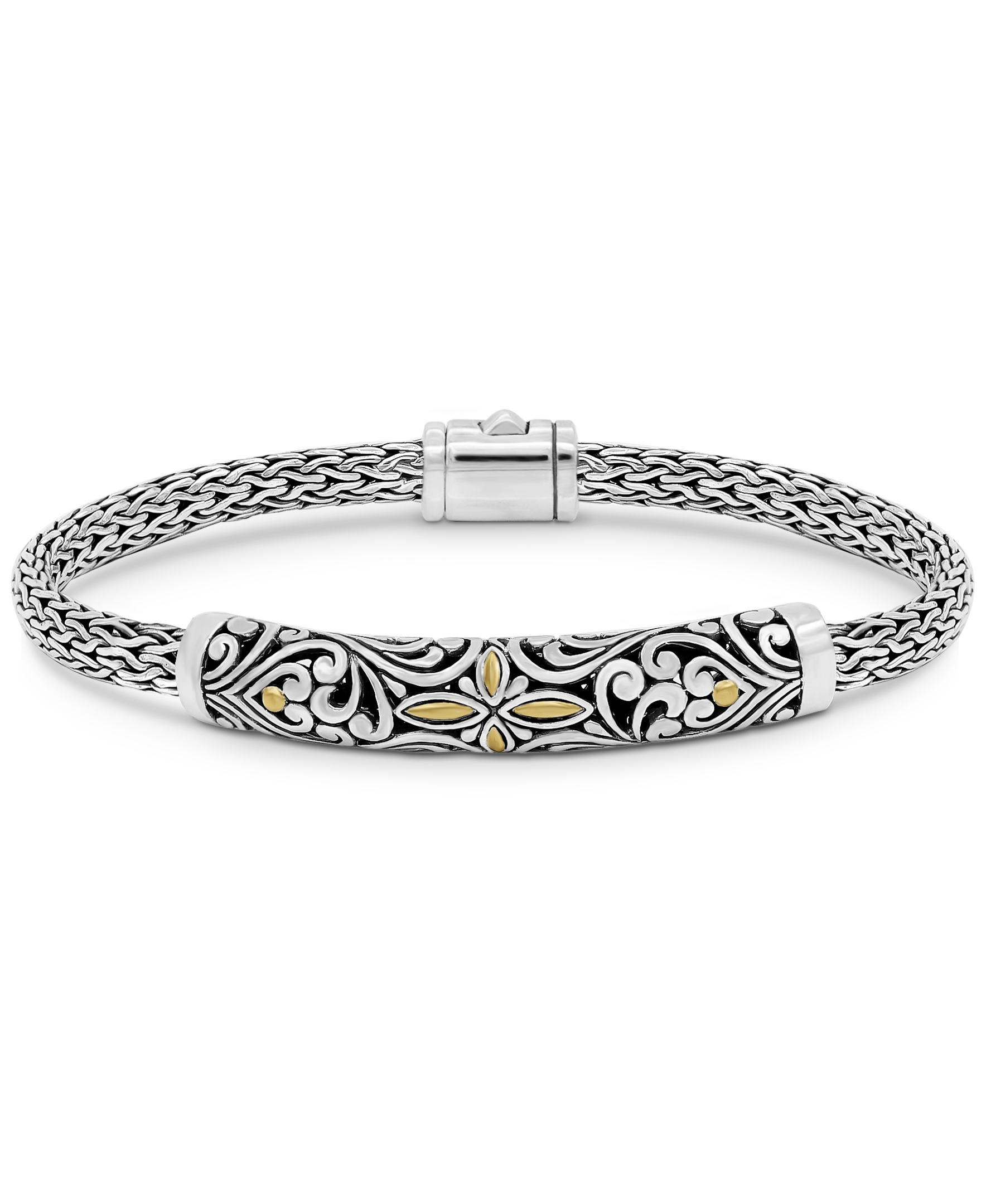 DEVATA Bali Gold Accent Dragon Bone Borobudur Chain Sterling