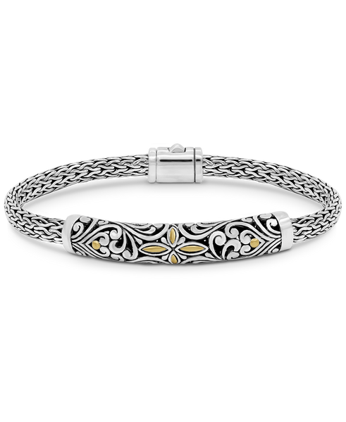 DEVATA Bali Gold Accent Dragon Bone Borobudur Chain Sterling