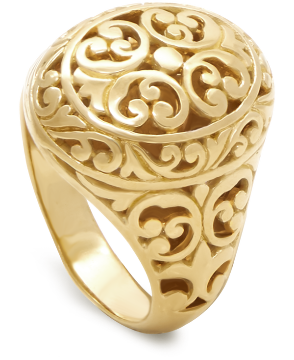 DEVATA Bali Filigree Gold Plated Sterling Silver Dome Ring