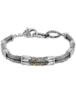 DEVATA Bali Gold Accent Dragon Bone Chain Sterling Silver Bracelet 