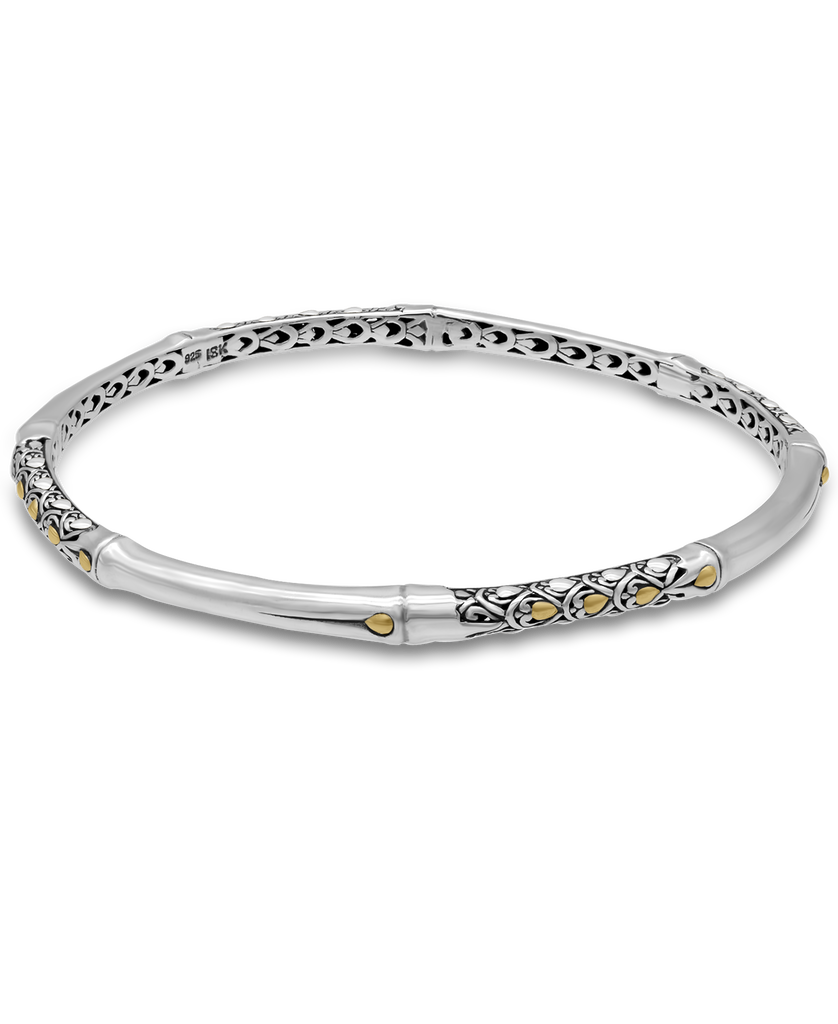 DEVATA Bali Gold Accent Sterling Silver Bangle Bracelet