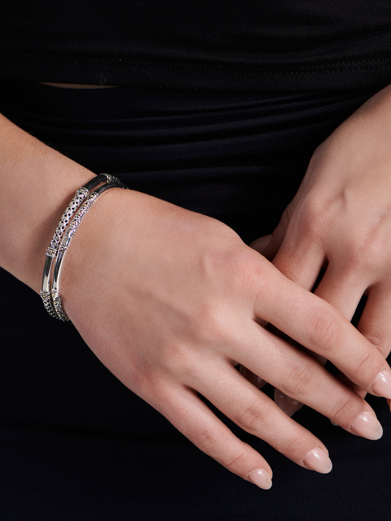 DEVATA Bali Gold Accent Sterling Silver Bangle Bracelet