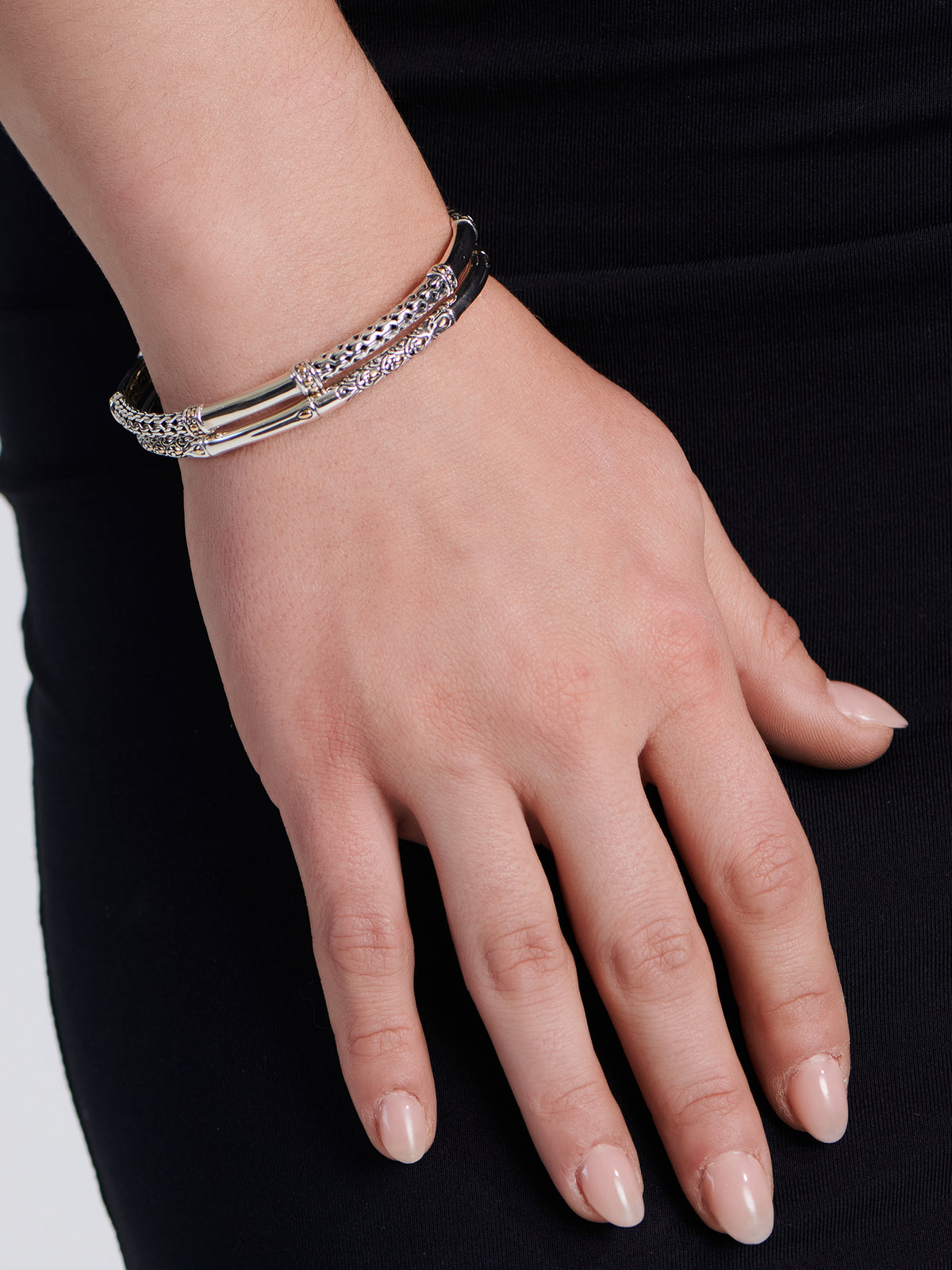 DEVATA Bali Gold Accent Sterling Silver Bangle Bracelet