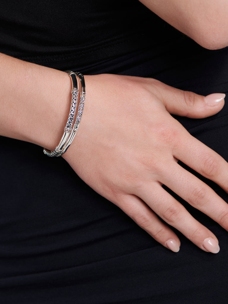 DEVATA Bali Gold Accent Sterling Silver Bangle Bracelet