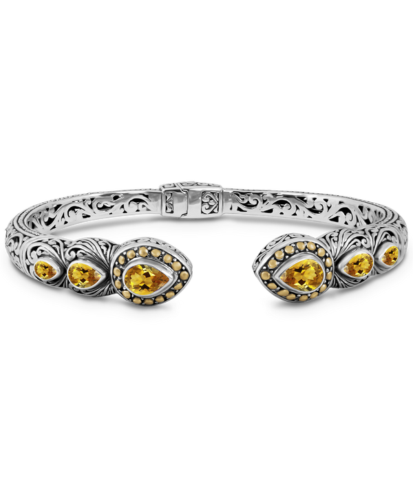 DEVATA Bali Gold Accent Sterling Silver Citrine Cuff Bracelet