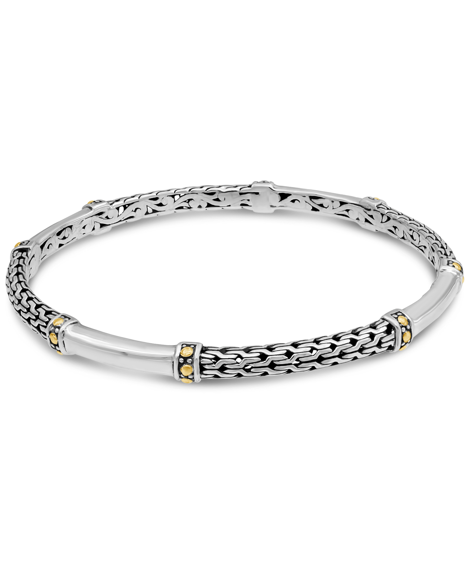 DEVATA Bali Gold Accent Sterling Silver Bangle Bracelet