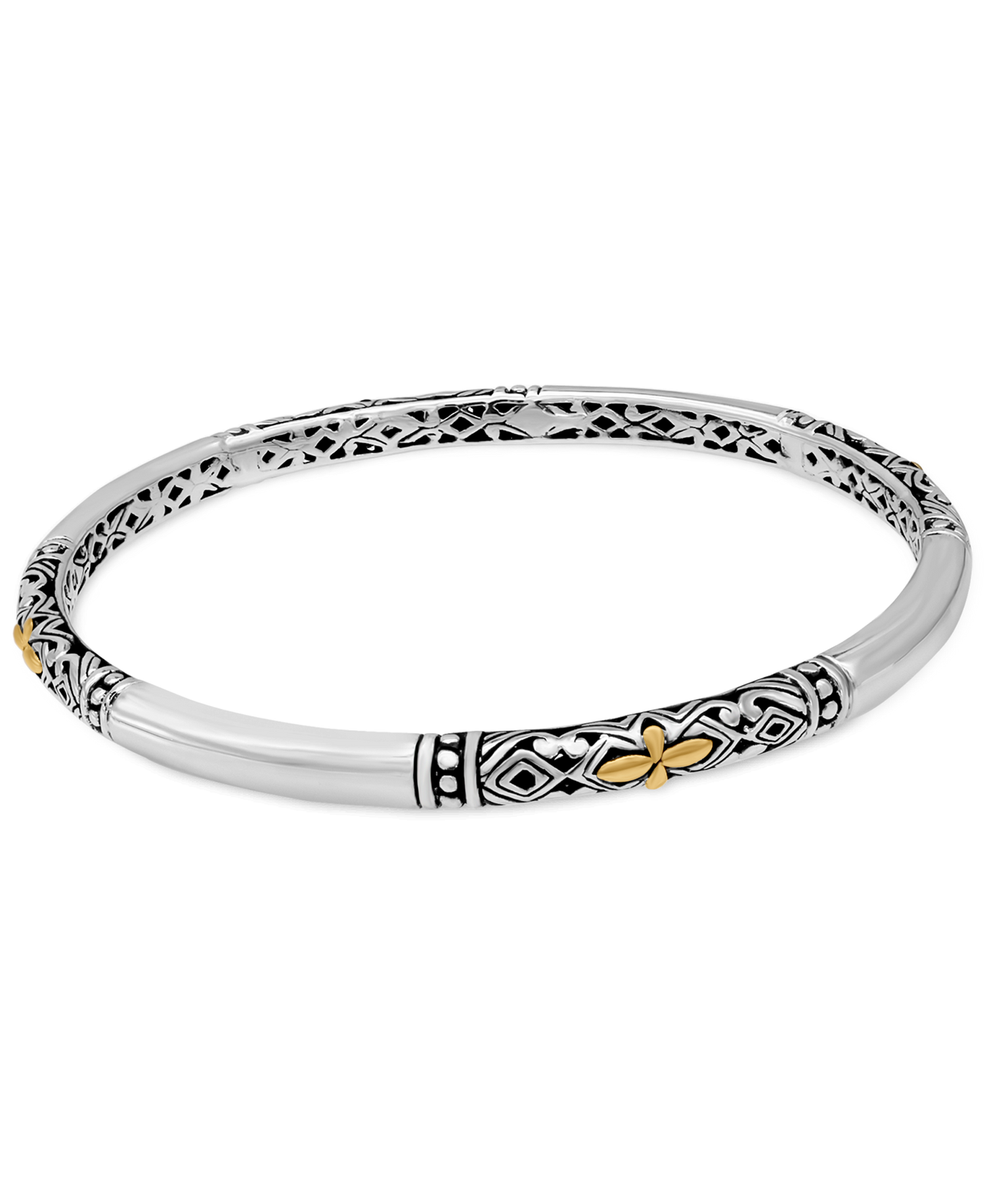 Bali Filigree Sterling Silver 18K Gold Bangle Bracelet